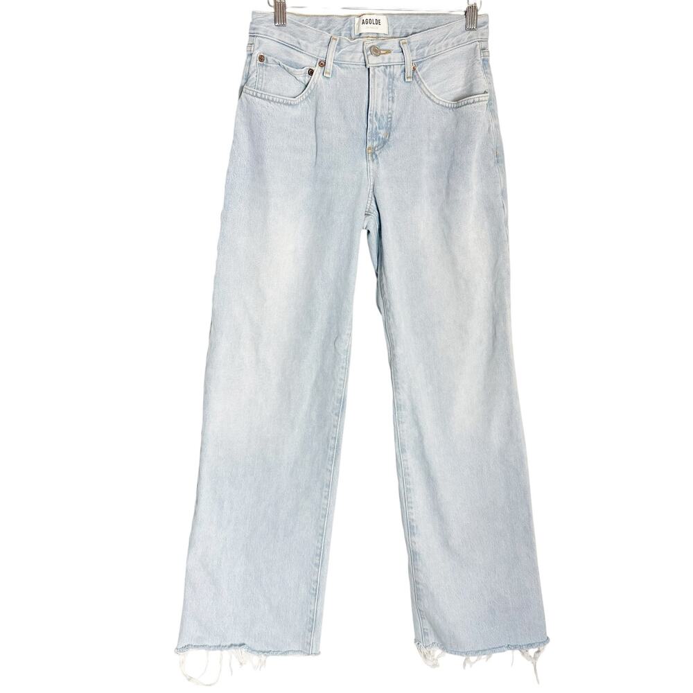 Agolde Revolve Fusion Light Wash Baggy Straight Leg Low Rise Organic Denim Jeans